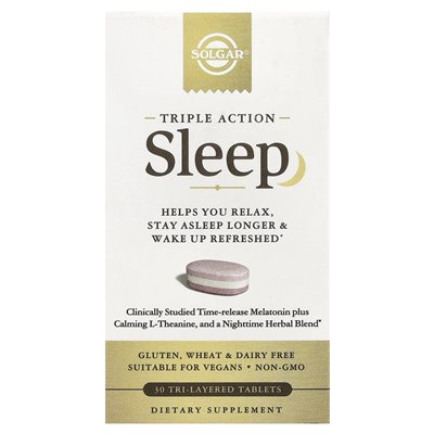 Solgar, Sleep, Triple Action, 30 trójwarstwowe tabletki Solgar, Sleep, Triple Action, 30 trójwarstwowe tabletki