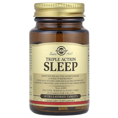 Solgar, Sleep, Triple Action, 30 trójwarstwowe tabletki Solgar, Sleep, Triple Action, 30 trójwarstwowe tabletki