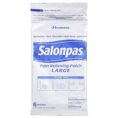 Salonpas, Plaster Przeciwbólowy, Duże, 6 Plasterków Salonpas, Plaster Przeciwbólowy, Duże, 6 Plasterków