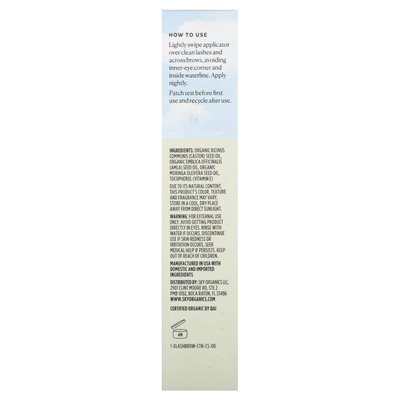 Sky Organics, Bio-Wimpern- und Augenbrauenöl, Mischung aus Rizinus- und Moringaöl, 12 ml (0,4 fl. oz.)