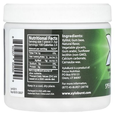 Xyloburst, Xylitol-Kaugummi, Stangen, 100 Stück, 5,29 oz (150 g)