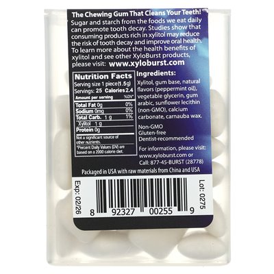 Xyloburst, Xylitol-Kaugummi, Pfefferminze, 25 Stück