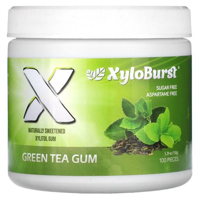 Xyloburst, guma ksylitolu, zielona herbata, 100 sztuk, 5,29 uncji (150 g)