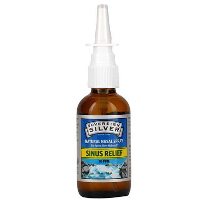 Sovereign Silver, Bioaktywny hydrozol srebra, naturalny spray do nosa, ulga w zatokach, 10 PPM, 2 uncje (59 ml) (10 ppm na 5 roz Sovereign Silver, Bioaktywny hydrozol srebra, naturalny spray do nosa, ulga w zatokach, 10 PPM, 2 uncje (59 ml) (10 ppm na 5 roz