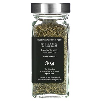 Spice Lab, Bio-gemahlener schwarzer Pfeffer, 2,2 oz (62 g)