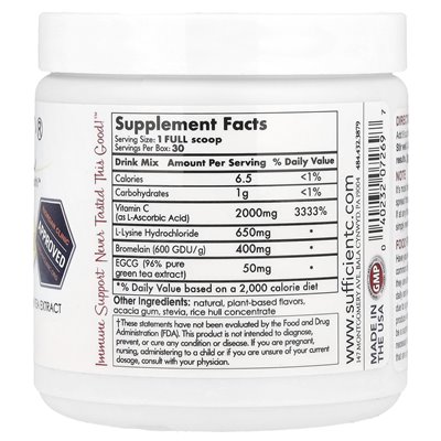 Sufficient C, High Dosed Immune-Ade Drink Mix, Lemon Peach, 125 g Sufficient C, High Dosed Immune-Ade Drink Mix, Lemon Peach, 125 g