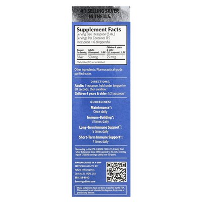 Sovereign Silver, Bio-Aktywny Srebrny Hydrosol Z Zakraplaczem, Dzienny + Wsparcie Dla Układu Odpornościowego, 10 PPM, 2 fl oz (5