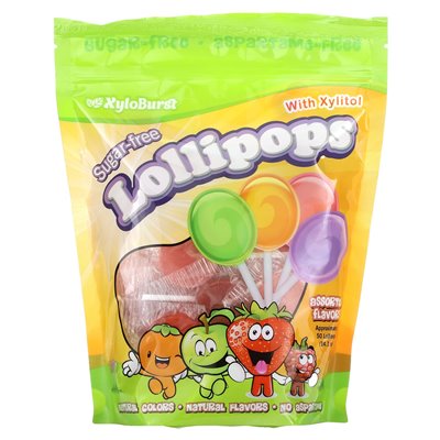 Xyloburst, Sugar Free Xylitol Lollipops, Assorted Flavors, 50 Lollipops, 14.1 Ounces