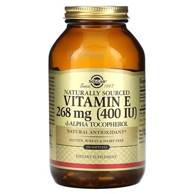 Solgar Naturally Sourced Vitamin E, 268 mg (400 IU), 250 softgels