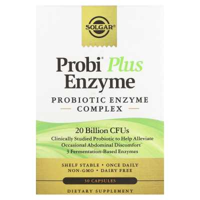 Solgar, Probi Plus enzym, kompleks enzymu probiotycznego, 20 miliardów CFU, 30 kapsułek Solgar, Probi Plus enzym, kompleks enzymu probiotycznego, 20 miliardów CFU, 30 kapsułek