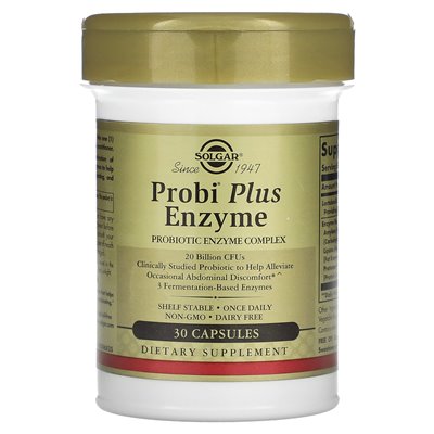 Solgar, Probi Plus enzym, kompleks enzymu probiotycznego, 20 miliardów CFU, 30 kapsułek Solgar, Probi Plus enzym, kompleks enzymu probiotycznego, 20 miliardów CFU, 30 kapsułek