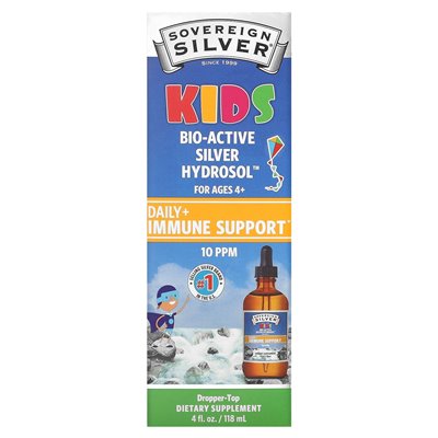 Substancja suwerenna, Bio-Active Bio-Active Srebrny Hydrosol, Daily+ Remonent Support, Ages 4+, 16 Mcg, 4 Fl Oz (118 ml) (10 ppm
