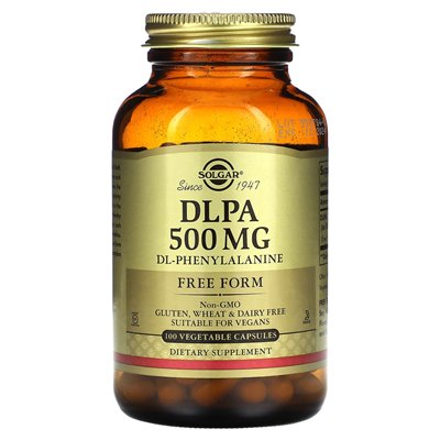 Solgar, DLPA, DL-Phenylalanine, Free Form, 500mg, 100 Veg Capsules