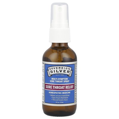 Suwerenne srebro, wielopymptomowe bolesne spray do gardła, 2 fl oz (59 ml)