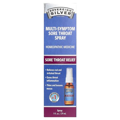Suwerenny srebrny, wielopymptomowy spray do gardła, 1 Fl Oz (29 ml)