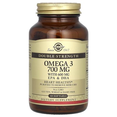 Solgar, Omega-3, Double Strength, 700mg, 60 Softgels