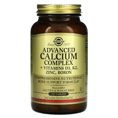 Solgar, Advanced Calcium Complex + Vitamine D3, K2, Zink, Bor, 120 Tabletten