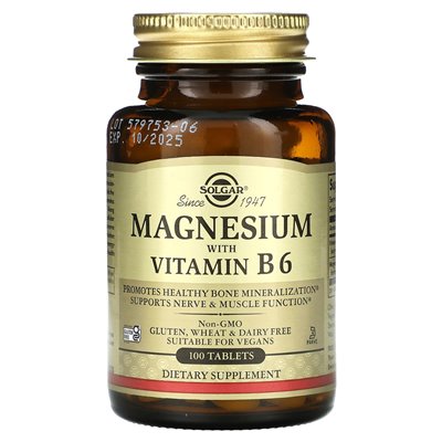 Solgar, Magnesium mit B6, 100 Tabletten