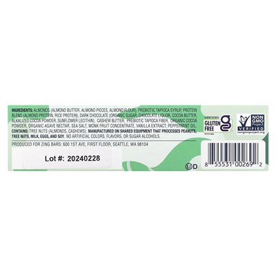 Zing Bars, Mini Bat Plast, ciemna czekoladowa mięta w masłach migdałowych, 18 barów, 0,84 uncji (24 g)