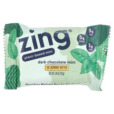 Zing Bars, Mini Bat Plast, ciemna czekoladowa mięta w masłach migdałowych, 18 barów, 0,84 uncji (24 g)