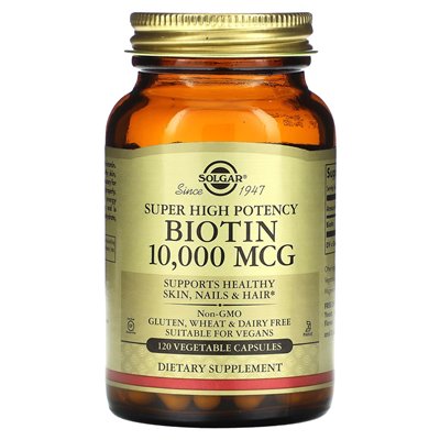 Solgar, biotyna o super wysokiej mocy, 10 000 mcg, 120 kapsułek warzywnych