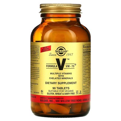 Solgar, Formula V, VM-75, Multi-Vitamin with Chelated Minerals, 90 Tablets
