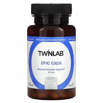 TwinLab, czapki cynku, 30 mg, 100 kapsułek