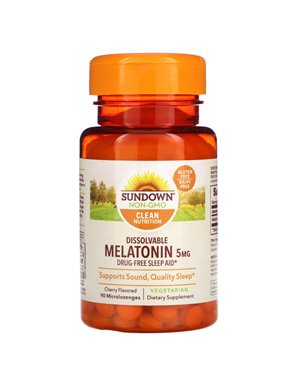 Sundown Naturals, lösliches Melatonin, Kirsche, 5 mg, 90 Mikrolöffel Sundown Naturals, lösliches Melatonin, Kirsche, 5 mg, 90 Mikrolöffel