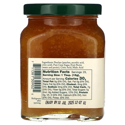 Stonewall Kitchen, Peach Jam, 12,25 uncji (347 g)