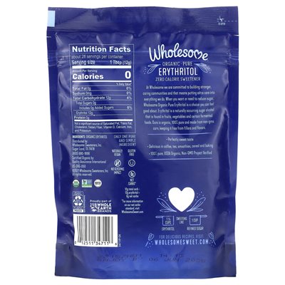 Zdrowe słodziki, eryteritol organiczny, zero kalorii słodzik, 12 uncji (340 g)