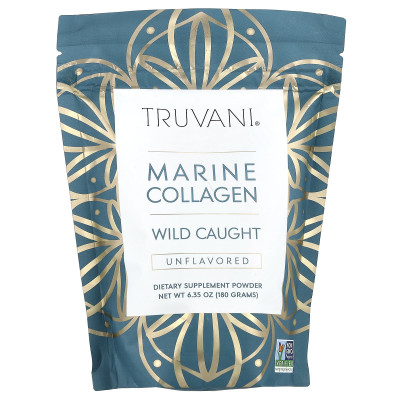 Truvani, kolagen morski, dziki złapanie, bez smaku, 6,35 uncji (180 g) Truvani, kolagen morski, dziki złapanie, bez smaku, 6,35 uncji (180 g)