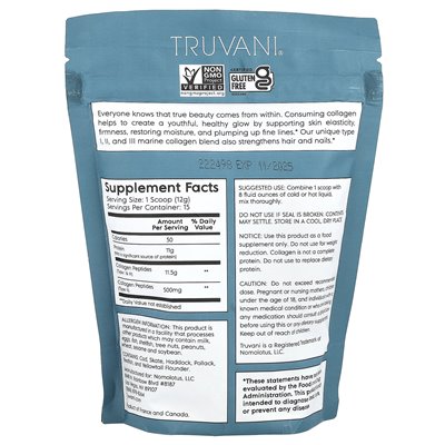 Truvani, kolagen morski, dziki złapanie, bez smaku, 6,35 uncji (180 g) Truvani, kolagen morski, dziki złapanie, bez smaku, 6,35 uncji (180 g)