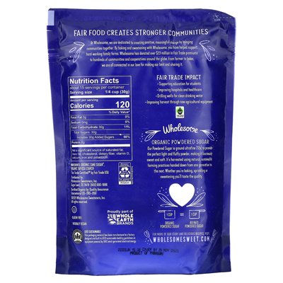 Gesunde Süßstoffe, Bio-Puderzucker, 1 lb (454 g)