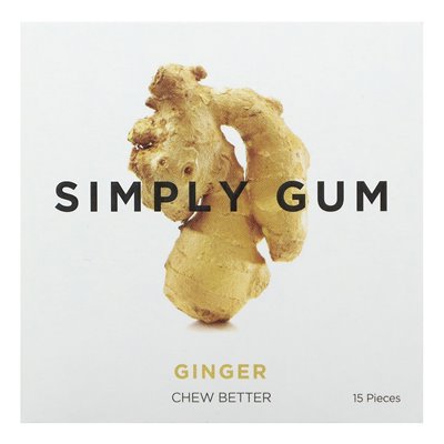 Simply gum, chewing gum, ginger, 15 pieces