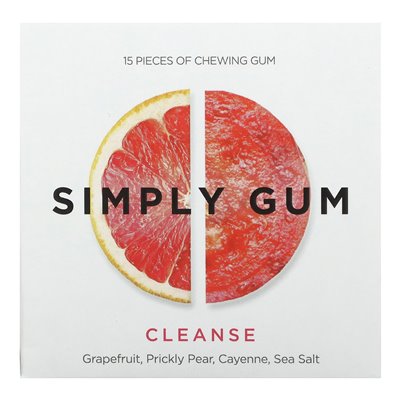 Simply Gum, Chewing Gum, Cleansing, Grapefruit, Prickly Pear, Cayenne, Sea Salt, 15 Pieces