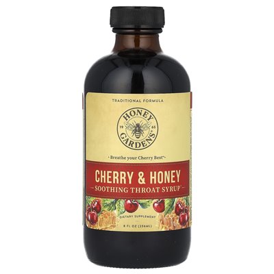 Honey Gardens, Soothing Throat Syrup, Cherry & Honey, 8 fl oz (236 ml) Honey Gardens, Soothing Throat Syrup, Cherry & Honey, 8 fl oz (236 ml)