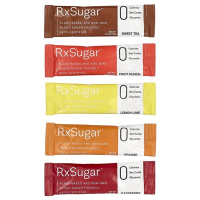 RXSUGAR, SWEALTHY STIX, SUMER ALLULOSE SUMK, SŁODKA HERBATOR, PICJA OWOROWY, LEMONA, Orange, malina, 30 paczek, 0,35 uncji (10 g