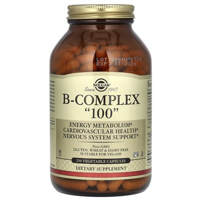 Solgar, B-Complex „100”, 250 kapsułek warzywnych Solgar, B-Complex „100”, 250 kapsułek warzywnych