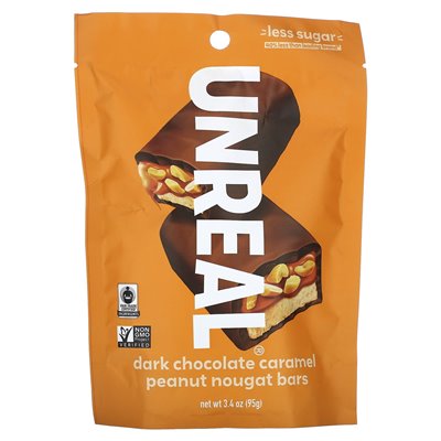 Unreal, Erdnuss-Nougat-Riegel aus dunkler Schokolade und Karamell, 3,4 oz (95 g)