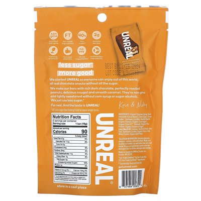 Unreal, Erdnuss-Nougat-Riegel aus dunkler Schokolade und Karamell, 3,4 oz (95 g)