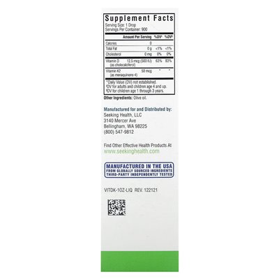 Poszukując zdrowia, krople witaminy D3 + K2, 1 fl Oz (30 ml)