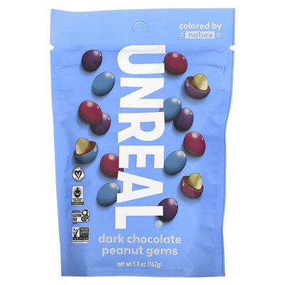 Unreal, Dark Chocolate Peanut Gems, 5 uncji (142 g)