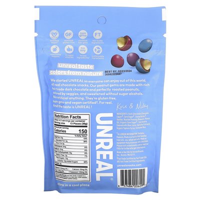 Unreal, Dark Chocolate Peanut Gems, 5 uncji (142 g)