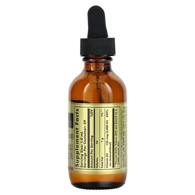 Solgar, flüssiges Vitamin D3, natürliche Orange, 125 mcg (5000 IE), 2 Fl Oz (59 ml)