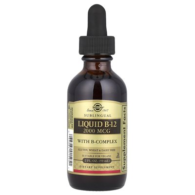 Solgar, płyn B-12, podjęzykowe, 2000 mcg, 2 Fl Oz (59 ml)