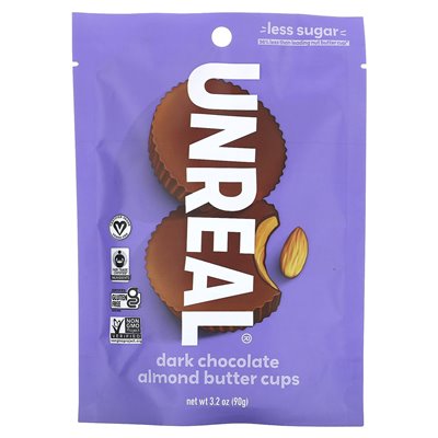 Unreal, Mandelbutterbecher mit dunkler Schokolade, 3,2 oz (90 g)
