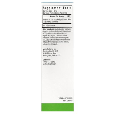 Seeking Health, Vitamin A Drops, 2500 IU, 1 Fl Oz (30 ml)