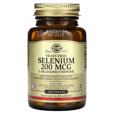 Solgar, selen, bez drożdży, 200 mcg, 100 tabletek Solgar, selen, bez drożdży, 200 mcg, 100 tabletek