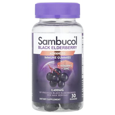 Sambucol, Black Black, Gummibärchen für verbessertes Immunsystem + Vitamin C + Zink, 30 Gummibärchen