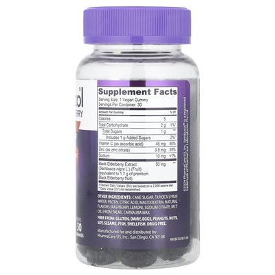 Sambucol, Black Black, Gummibärchen für verbessertes Immunsystem + Vitamin C + Zink, 30 Gummibärchen